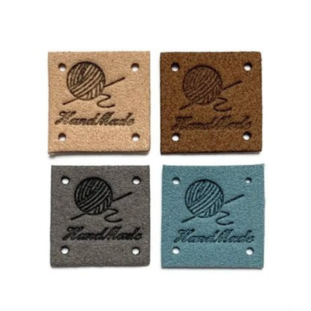 Handmade Vegan Leather Labels Square Tags for Knitting Crochet DIY